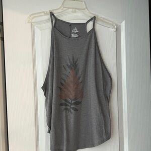 Prana Charcoal Tank Top with Leaf Motif